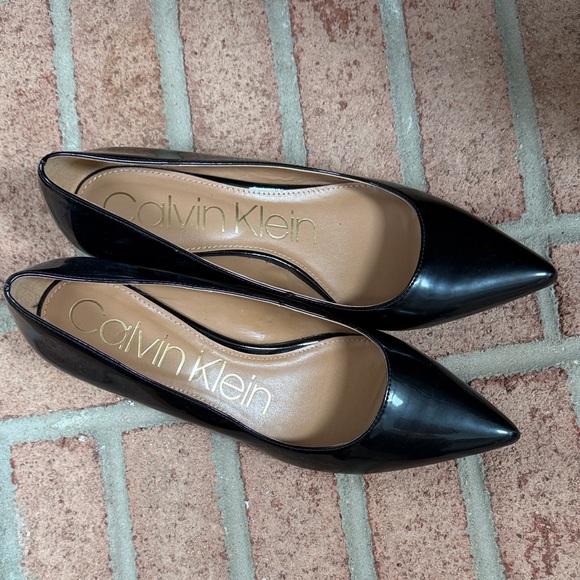 Calvin Klein Black Patent Wedge Shoes, Size 8.5, NWOT - Picture 2 of 11